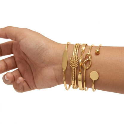 Gold Plated Bangle Bracelet Stack Combo of 5
