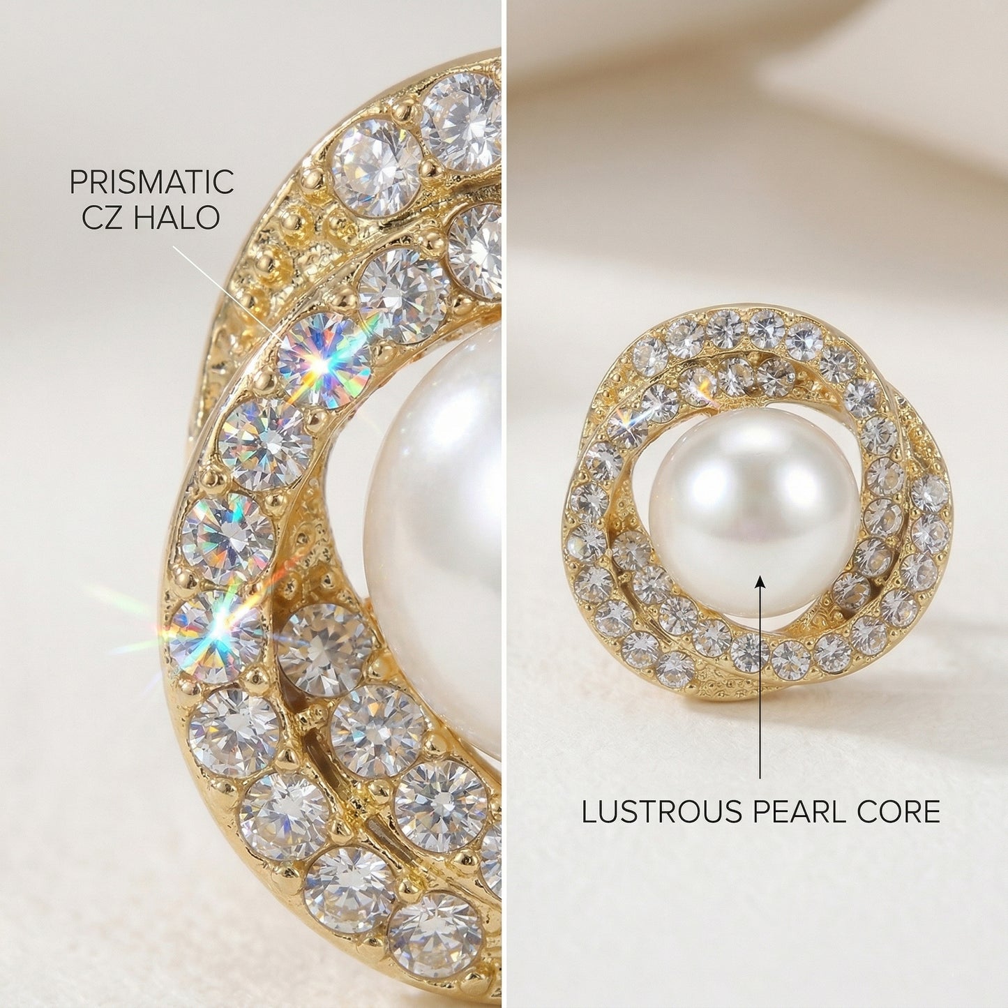 Crystal Covering Pearl Stud