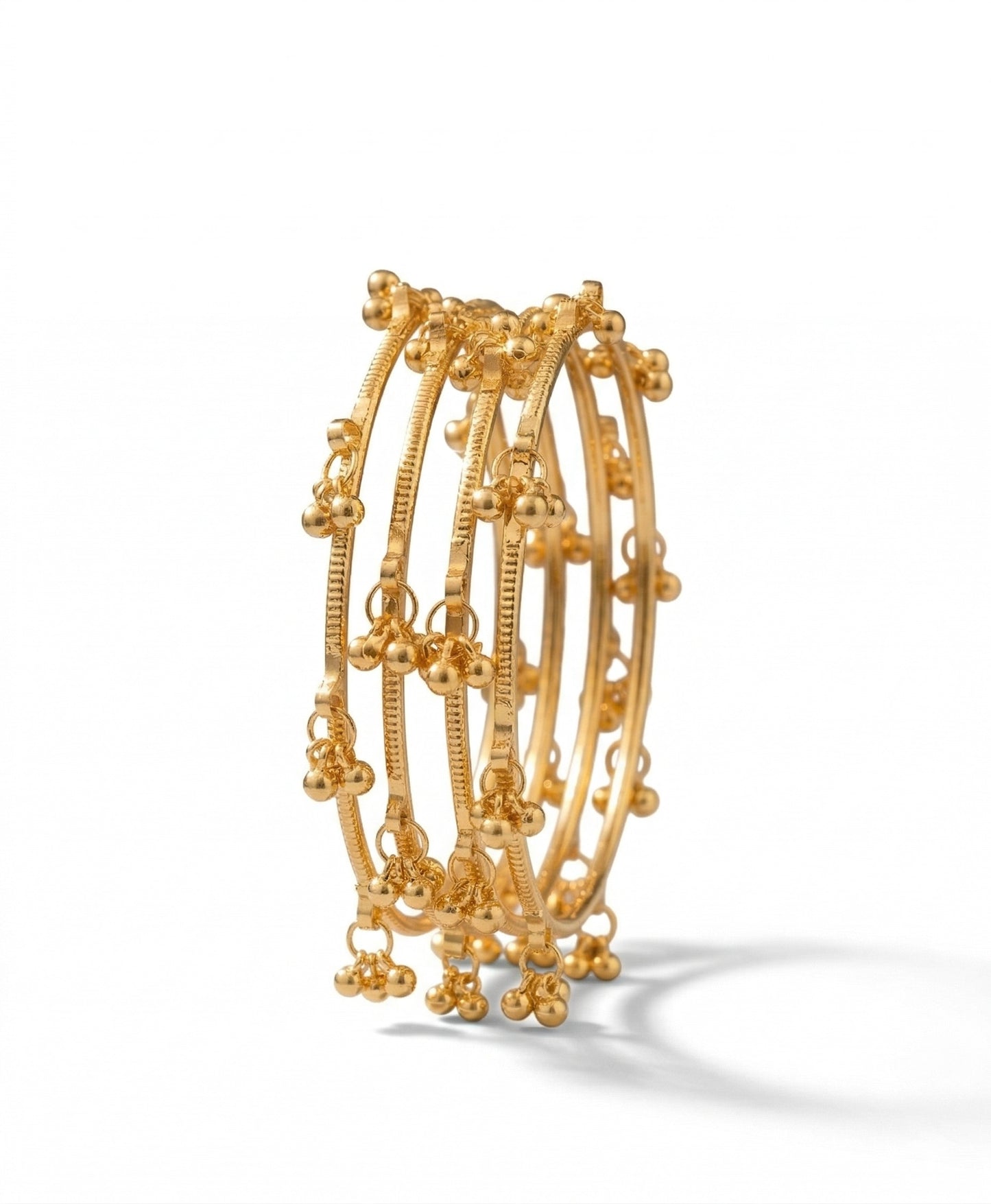Gold Ghungroo Kashmiri Bangles  (Set of 4)