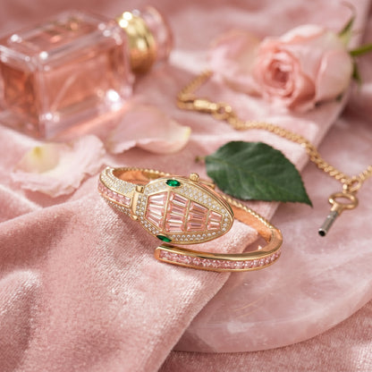 Pink Bracelet Snake Watch Suitable for Medium Wrists