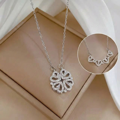 Convertible Heart Cluster Necklace - Silver