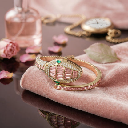 Pink Bracelet Snake Watch Suitable for Medium Wrists