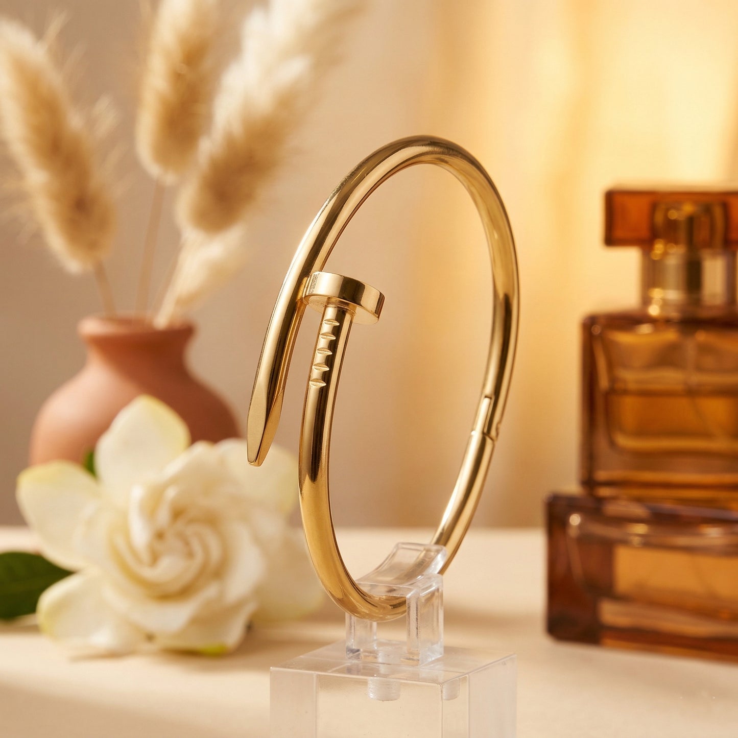 Gold Nail Bangle Bracelet