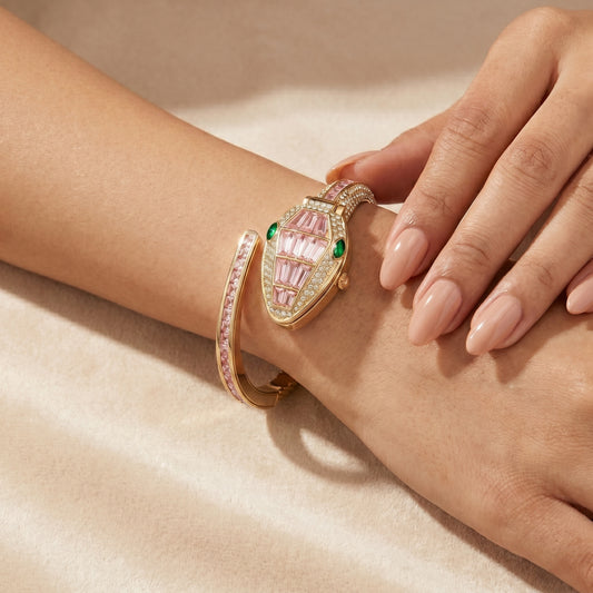 Pink Bracelet Snake Watch Suitable for Medium Wrists