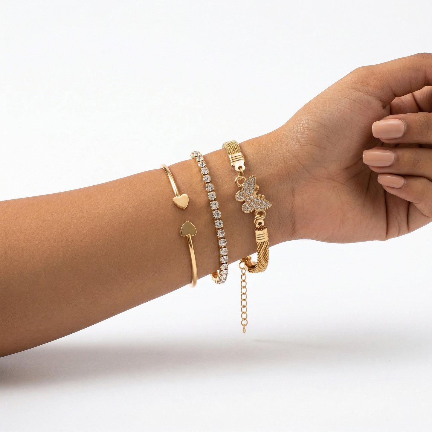 Gold Plated Butterfly Bracelet Stack Combo of 3