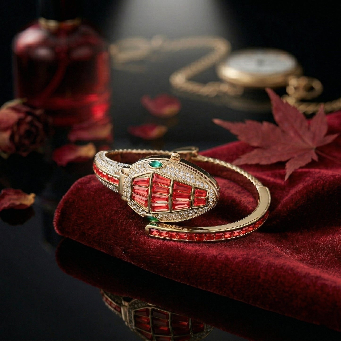 Red Bracelet Snake Watch Suitable for Medium Wrists