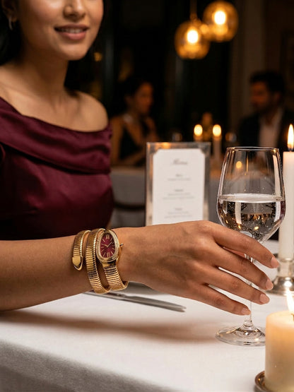 Snake Wrap Watch Maroon Dial