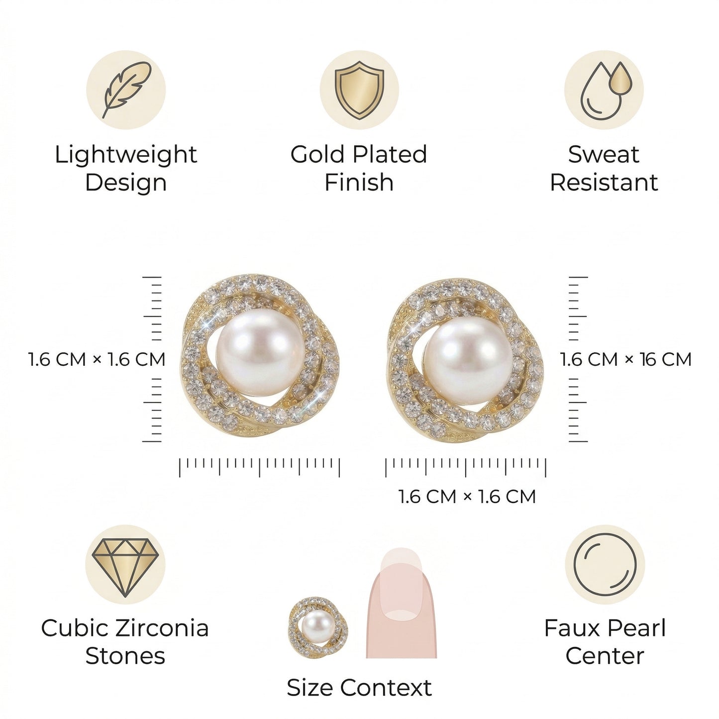 Crystal Covering Pearl Stud