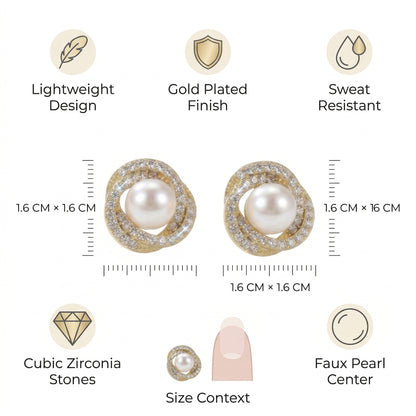 Crystal Covering Pearl Stud