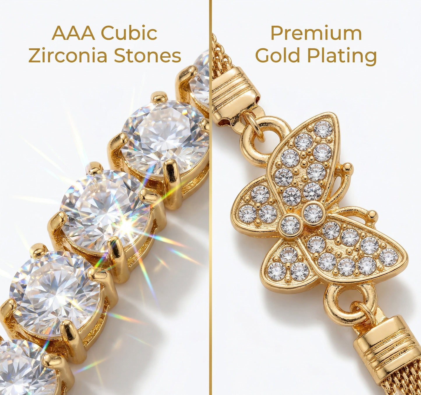 Gold Plated Butterfly Bracelet Stack Combo of 3