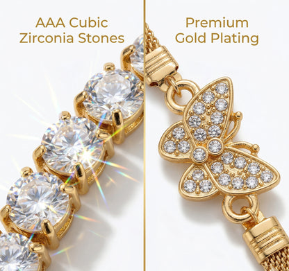 Gold Plated Butterfly Bracelet Stack Combo of 3