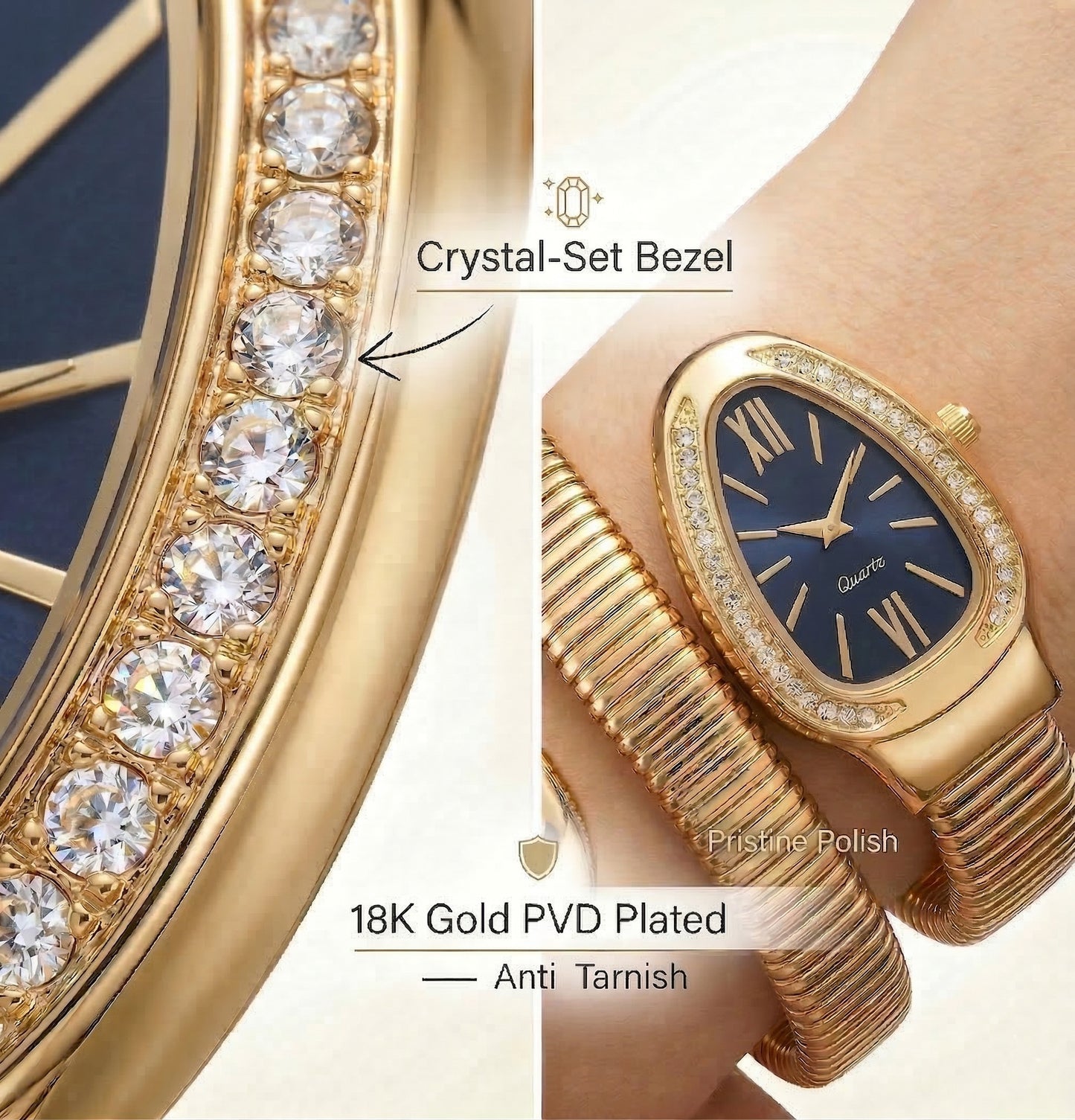 Snake Wrap Watch Black Dial