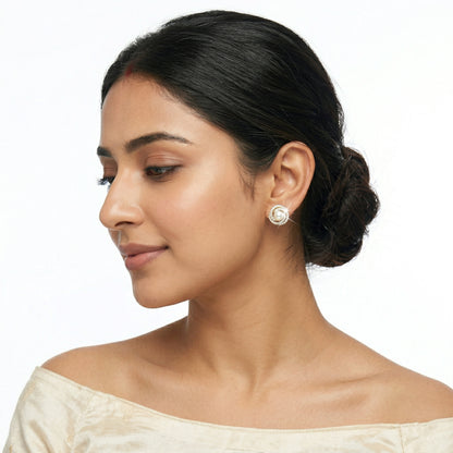 Crystal Covering Pearl Stud