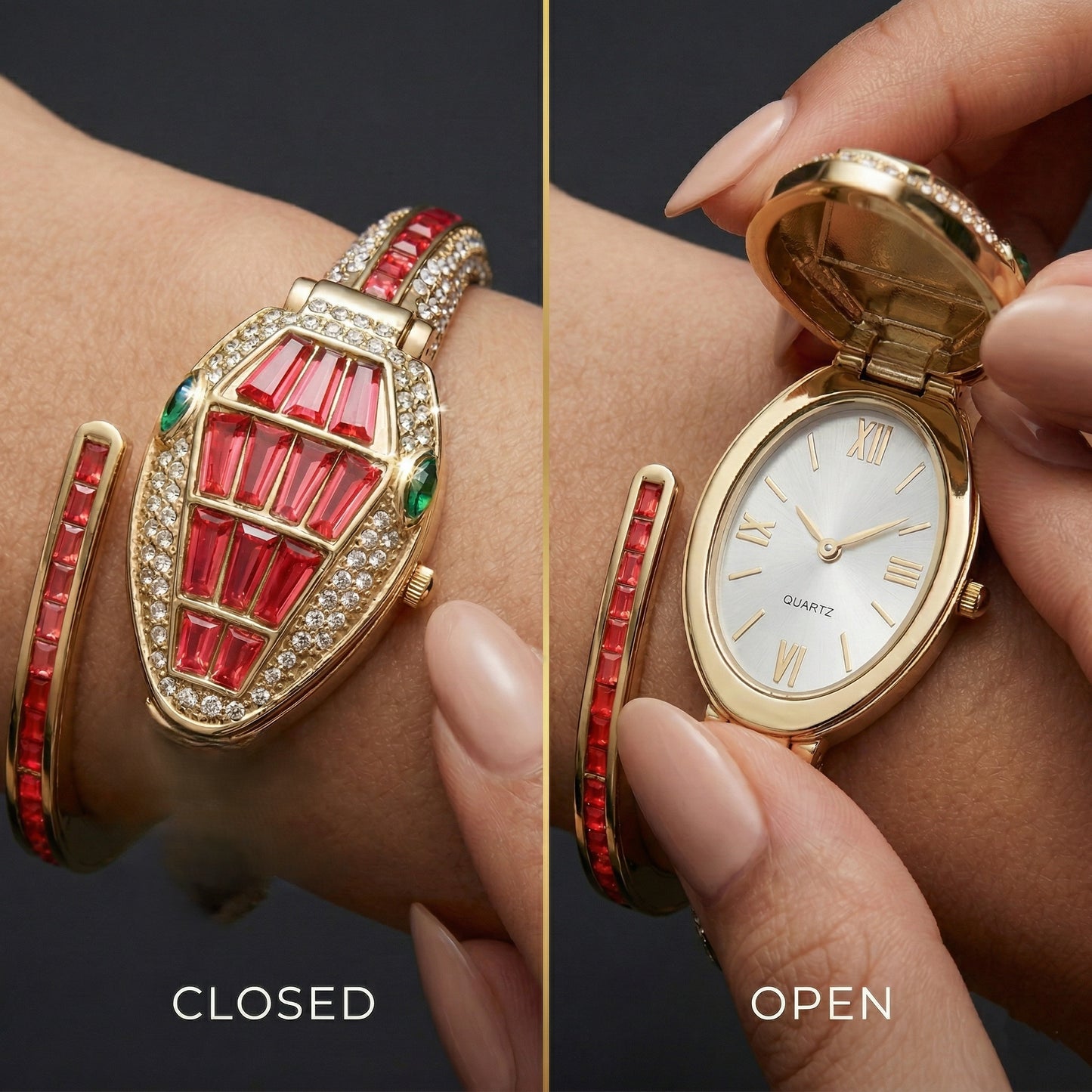 Red Bracelet Snake Watch Suitable for Medium Wrists