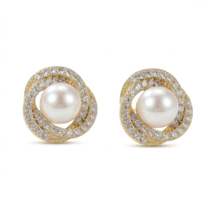 Crystal Covering Pearl Stud