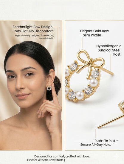 Bow Pearl Diamond Hoop Earring