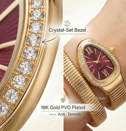 Snake Wrap Watch Maroon Dial