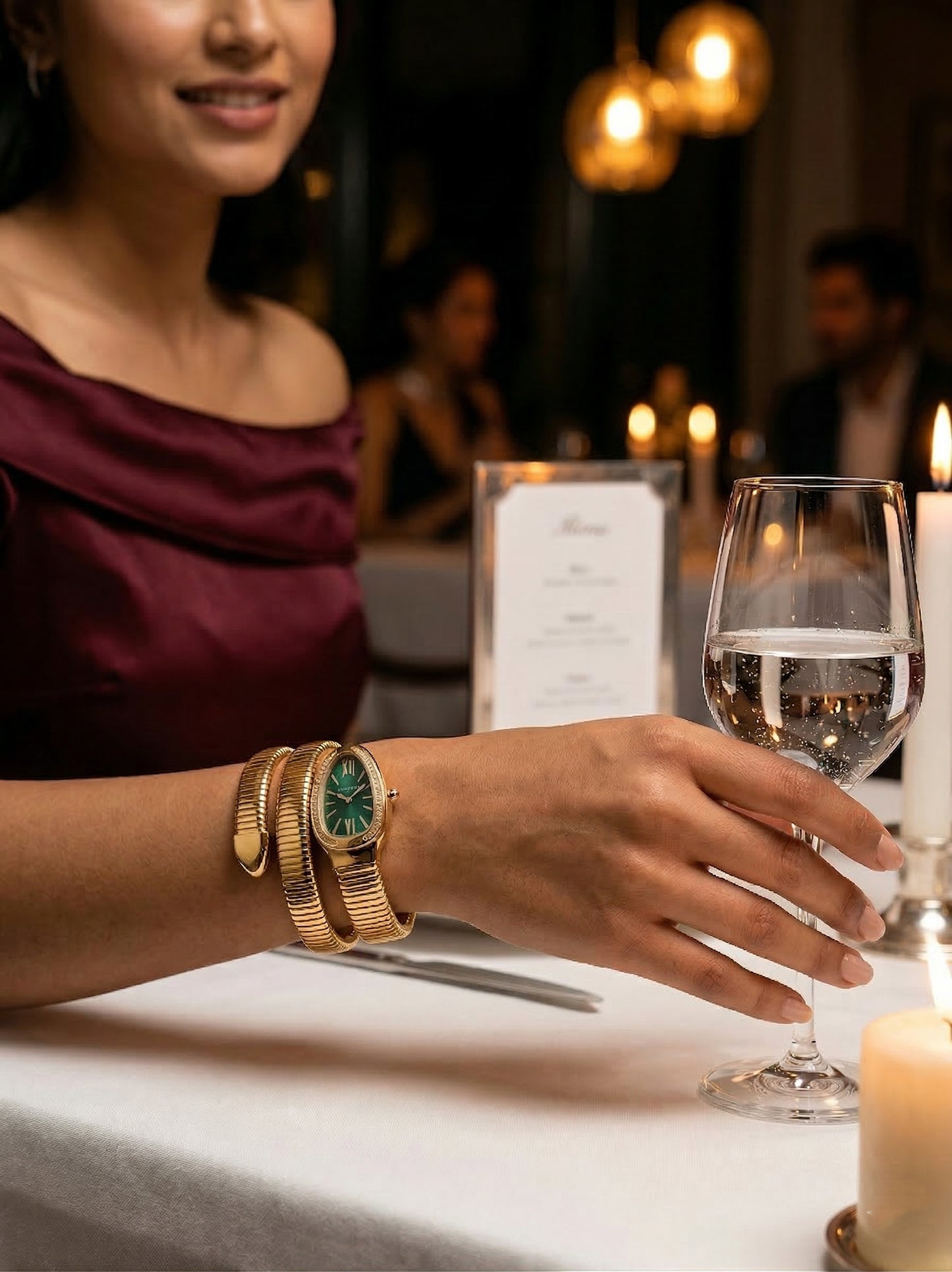 Snake Wrap Watch Green Dial