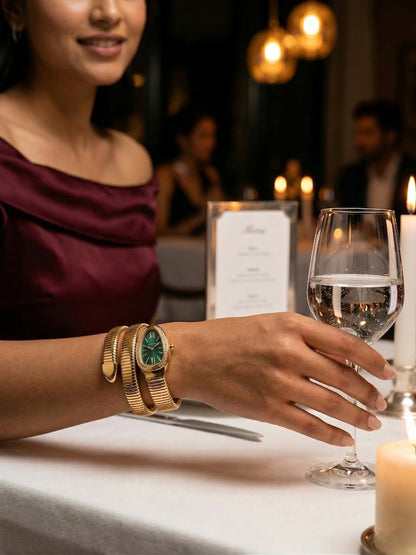 Snake Wrap Watch Green Dial