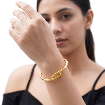 Gold Nail Bangle Bracelet