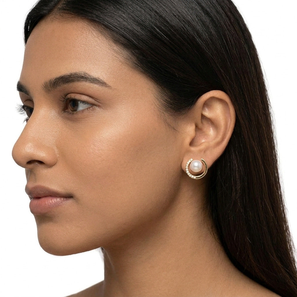 Crescent Design with Dazzling Zircon Embellishment