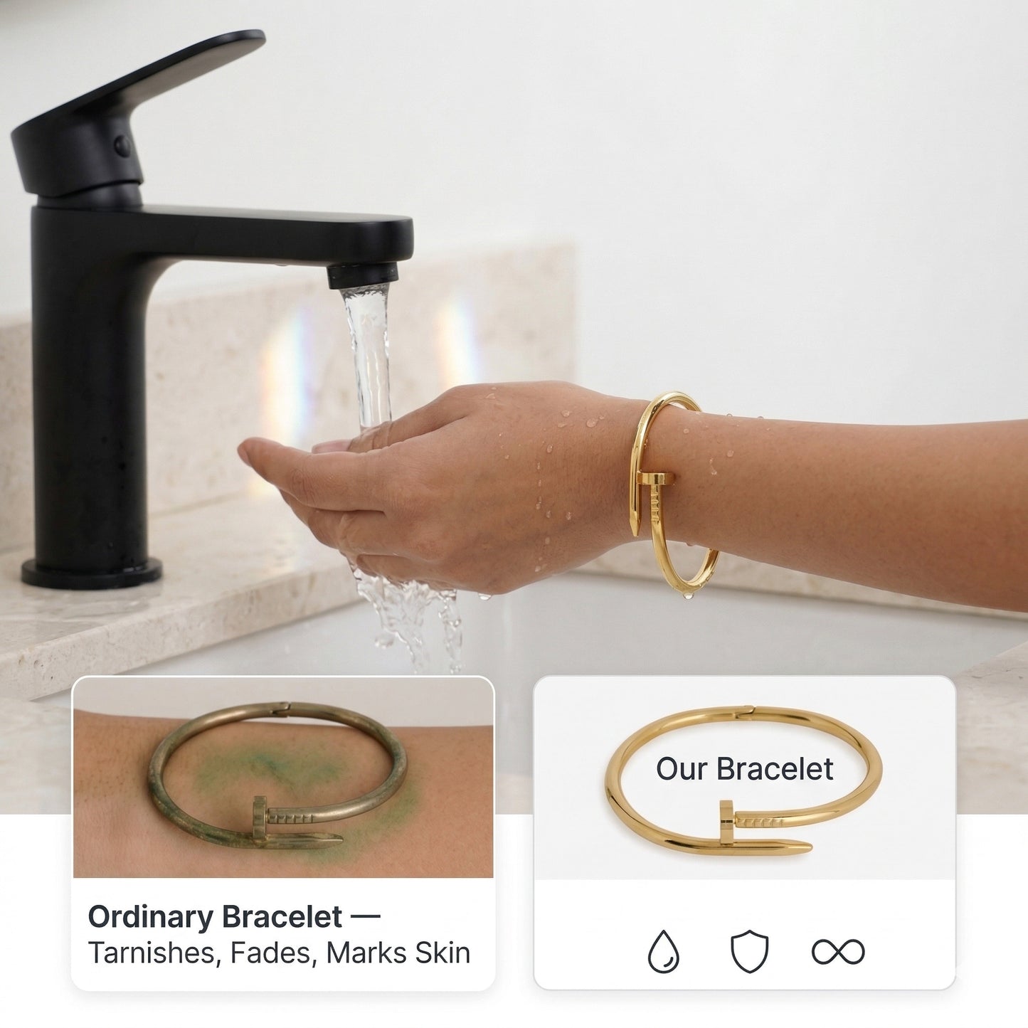 Gold Nail Bangle Bracelet