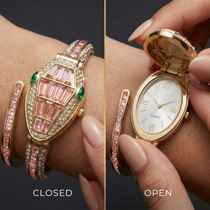 Pink Bracelet Snake Watch Suitable for Medium Wrists