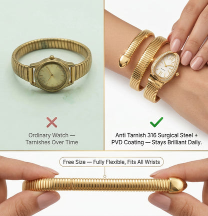 Snake Wrap Watch White Dial