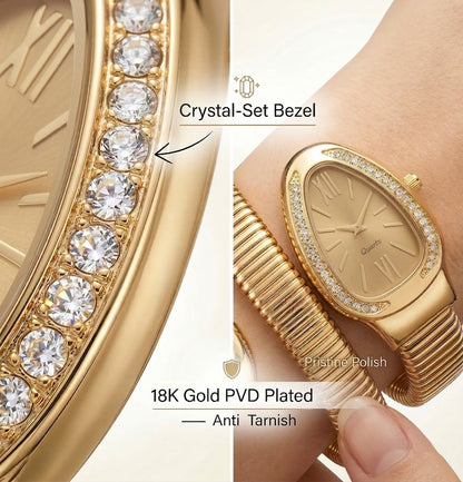 Snake Wrap Watch Gold Dial