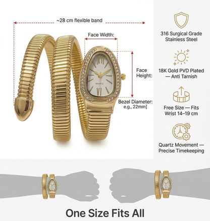 Snake Wrap Watch White Dial