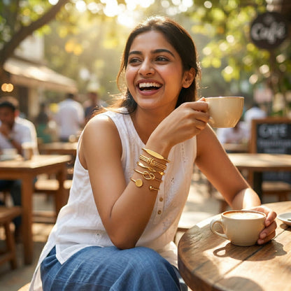 Gold Plated Bangle Bracelet Stack Combo of 5