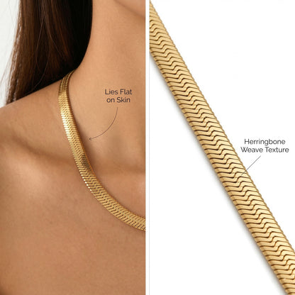 Herringbone Flat Chain Choker Necklace
