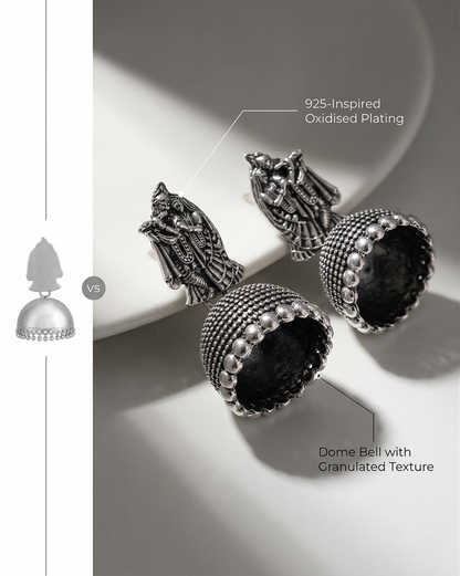 Oxidized Radha Krishna Jhumka Earrings