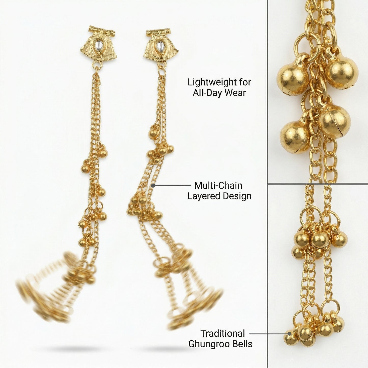 Handcrafted Kundan Stud Kashmiri Earrings