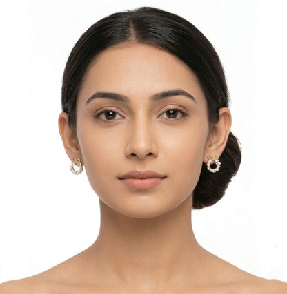 Bow Pearl Diamond Hoop Earring