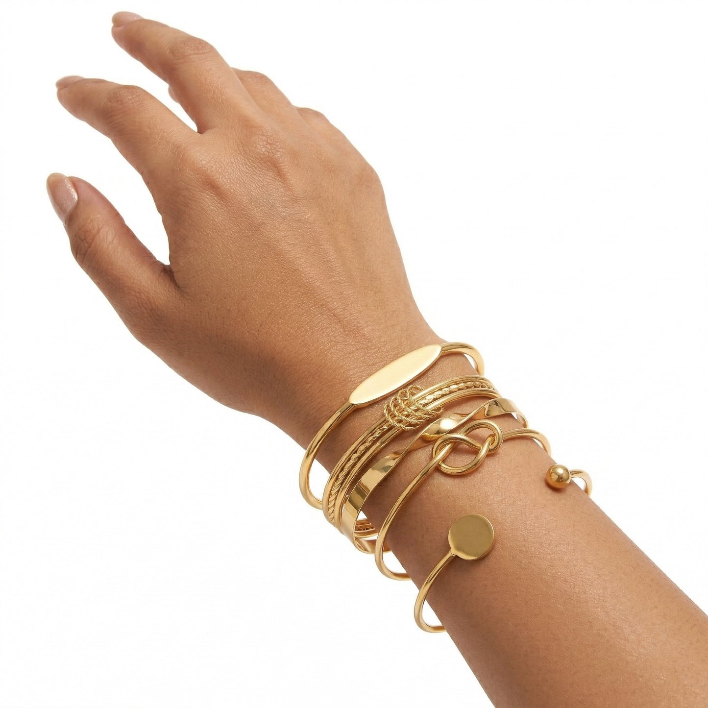 Gold Plated Bangle Bracelet Stack Combo of 5