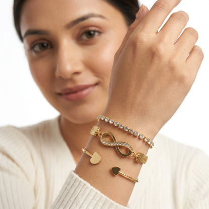 Gold Plated Infinity Bracelet Stack Combo of 3