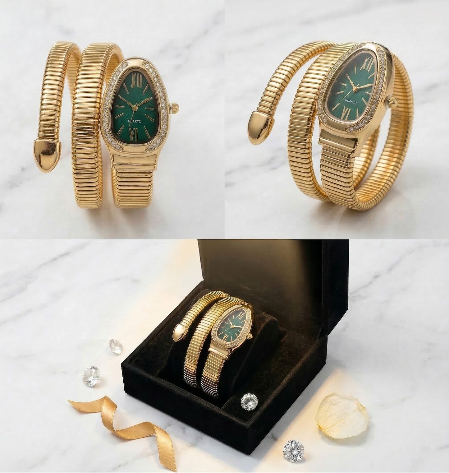 Snake Wrap Watch Green Dial