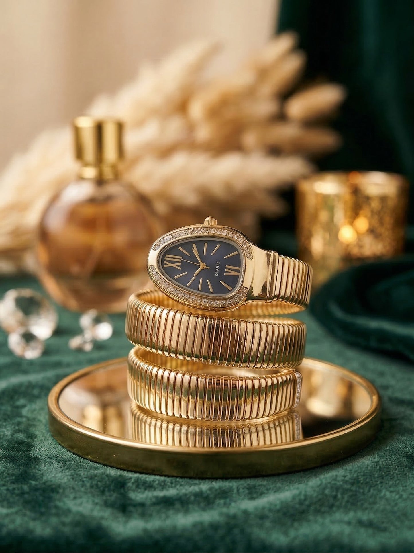 Snake Wrap Watch Black Dial