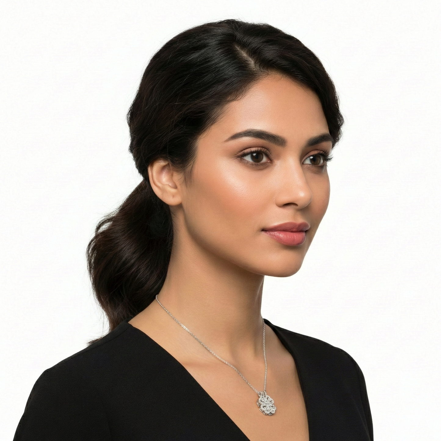 Convertible Heart Cluster Necklace - Silver
