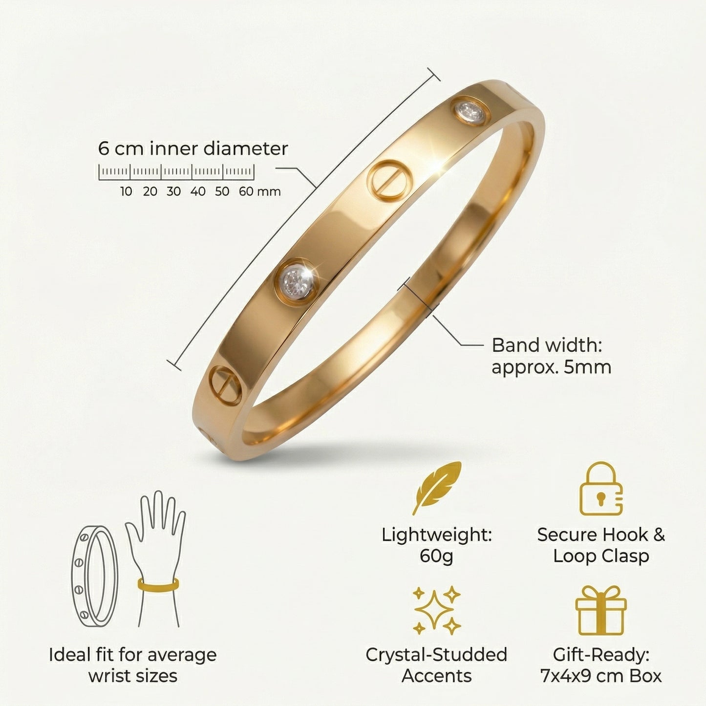 SparkleLock Gold Bangle Bracelet