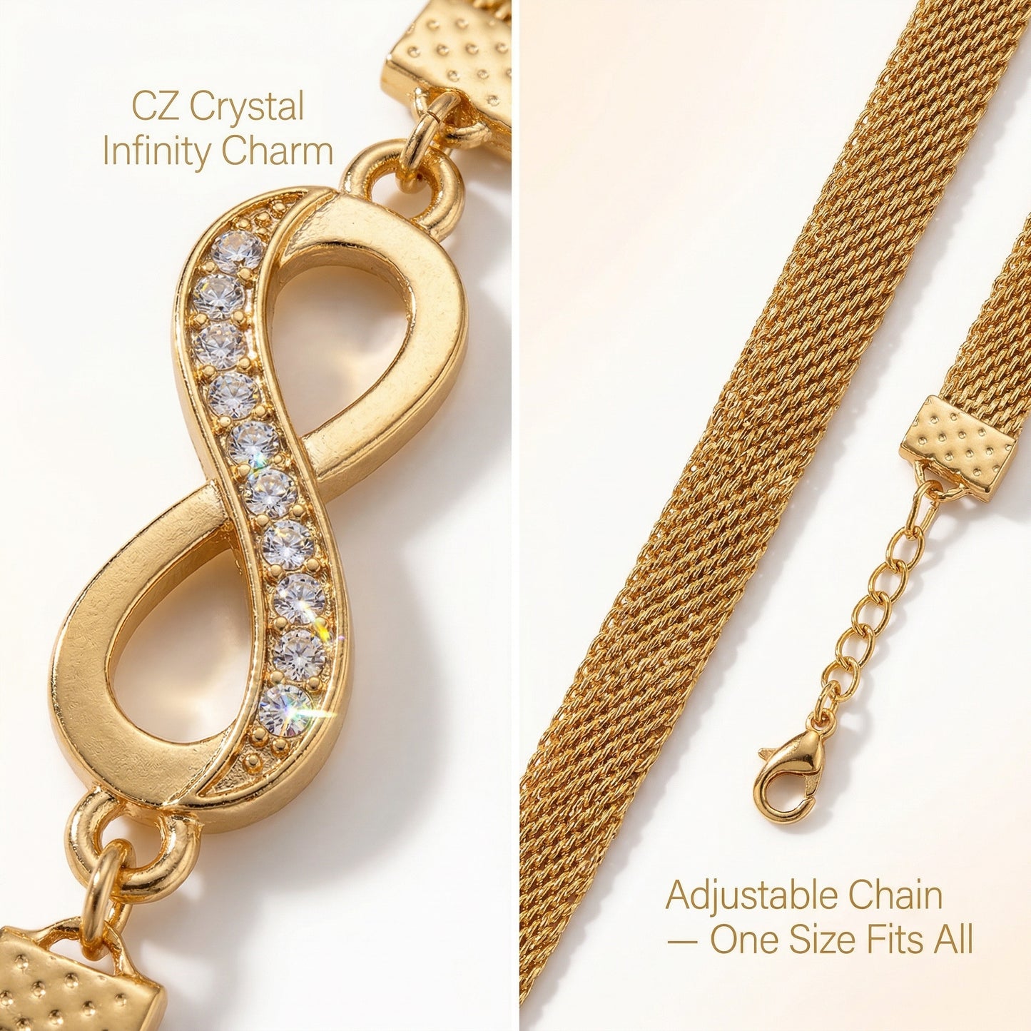 Gold Plated Infinity Bracelet Stack Combo of 3