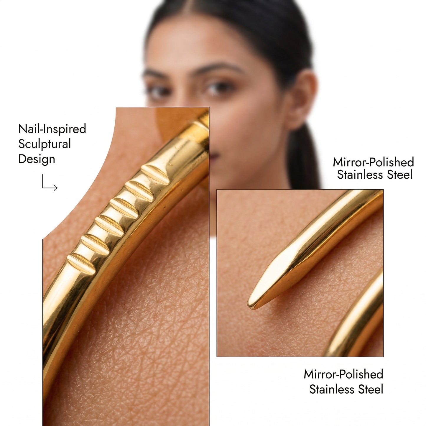 Gold Nail Bangle Bracelet