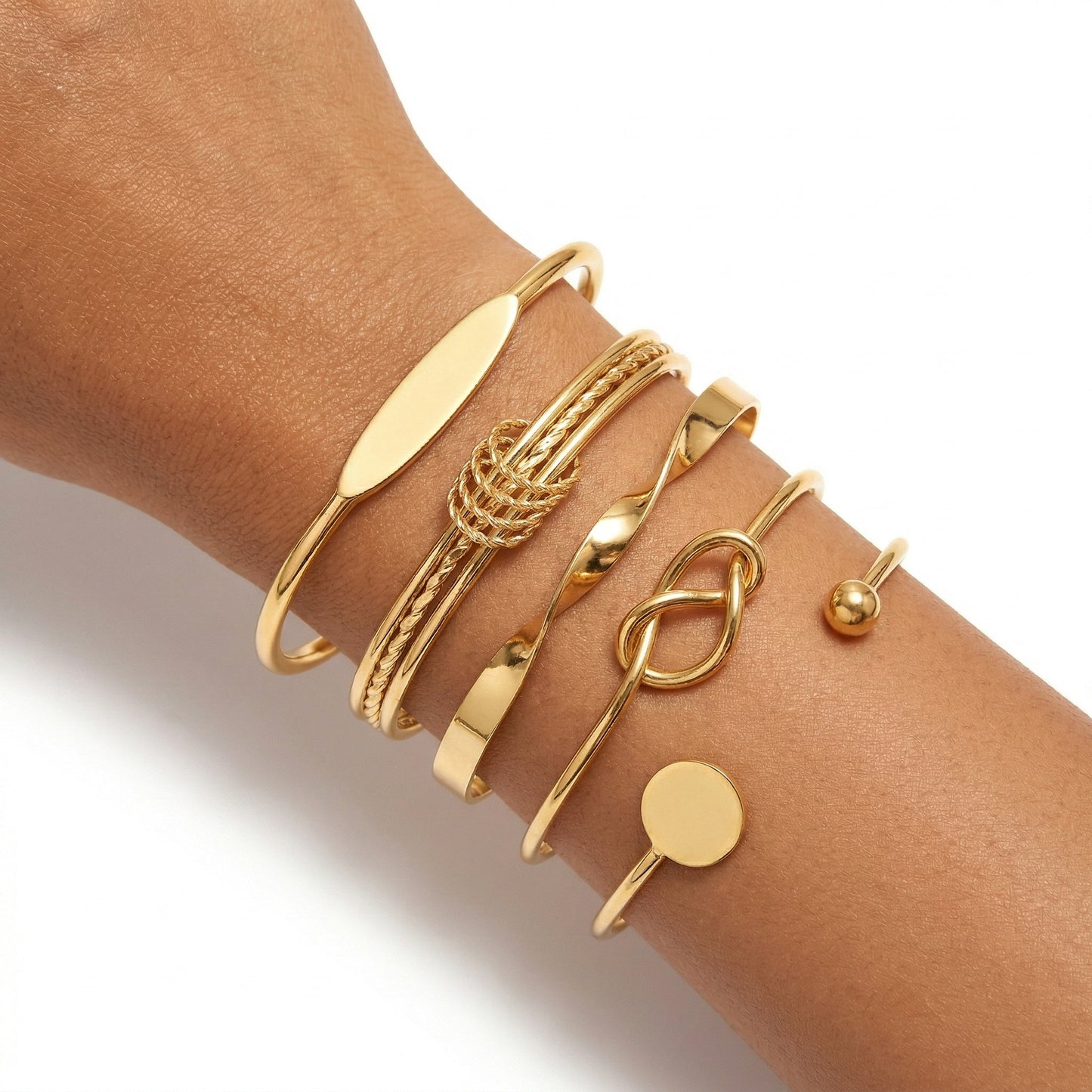 Gold Plated Bangle Bracelet Stack Combo of 5