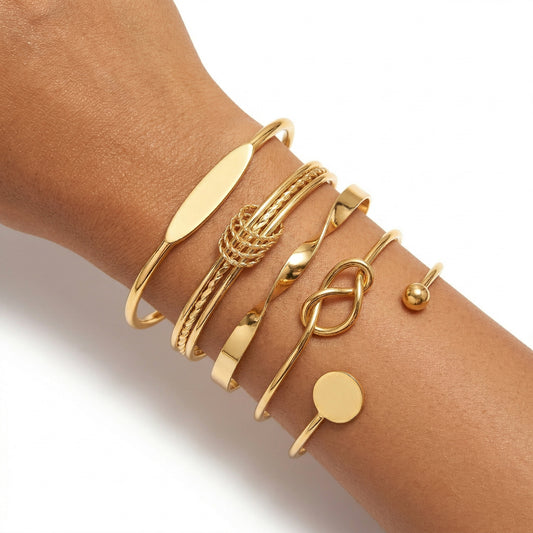 Gold Plated Bangle Bracelet Stack Combo of 5