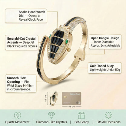 Black Bracelet Snake Watch Suitable for Medium Wrists