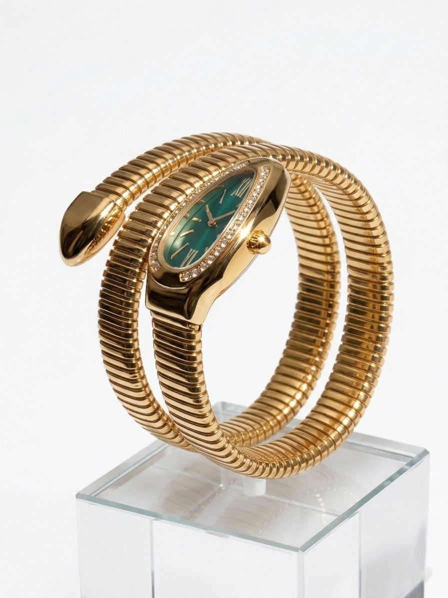 Snake Wrap Watch Green Dial