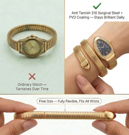 Snake Wrap Watch Black Dial