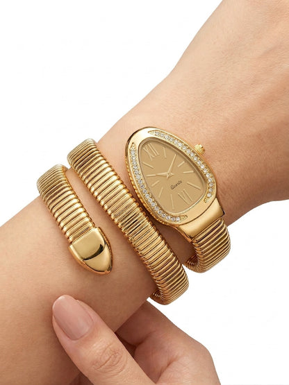 Snake Wrap Watch Gold Dial