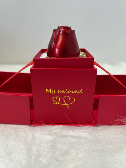 Magnetic Rose Pop up Box With Jewellery